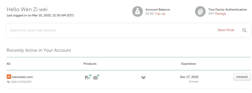 網址旁邊那顆 Manage 點下去。